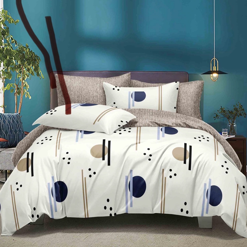 Lenjerie pat dublu (140x200cm, 160x200cm, 180x200cm), FINET, 6 piese, Crem, buline
