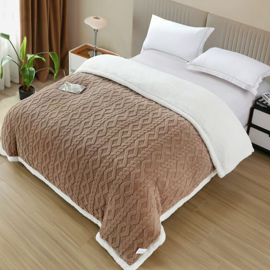 Patura Cocolino tip Tricotaj cu Blanita Sherpa, 200x230 cm – Confort si Eleganta de la Johny Home Pucioasa, Cappuccino