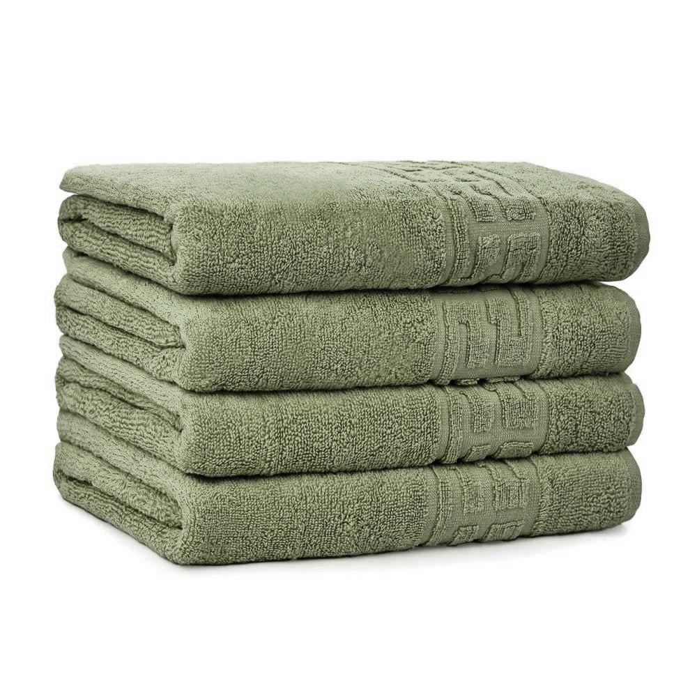 Set 4 prosoape mari 70x130cm, din 100% bumbac pakistanez, Verde Olive