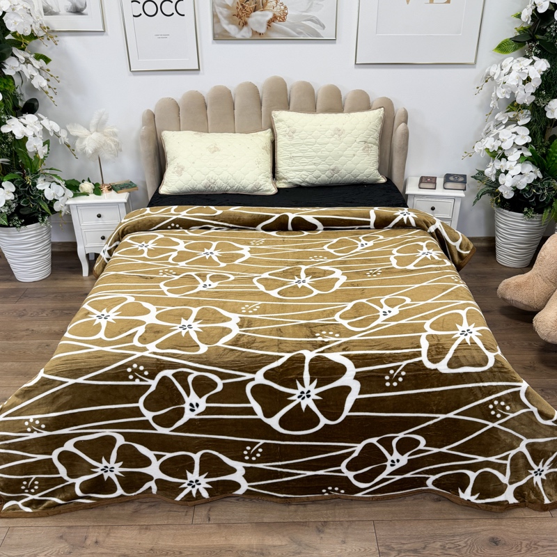 Patura pufoasa cocolino 200x230cm, 240g/mp, Maroniu, Flori