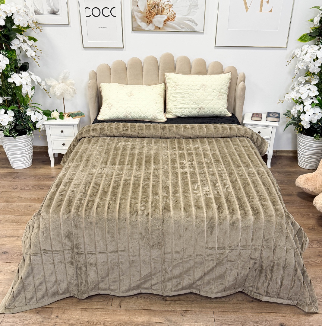 Patura Premium, Blanita Artificiala Fina, 200x230cm, Cappuccino, Dungi