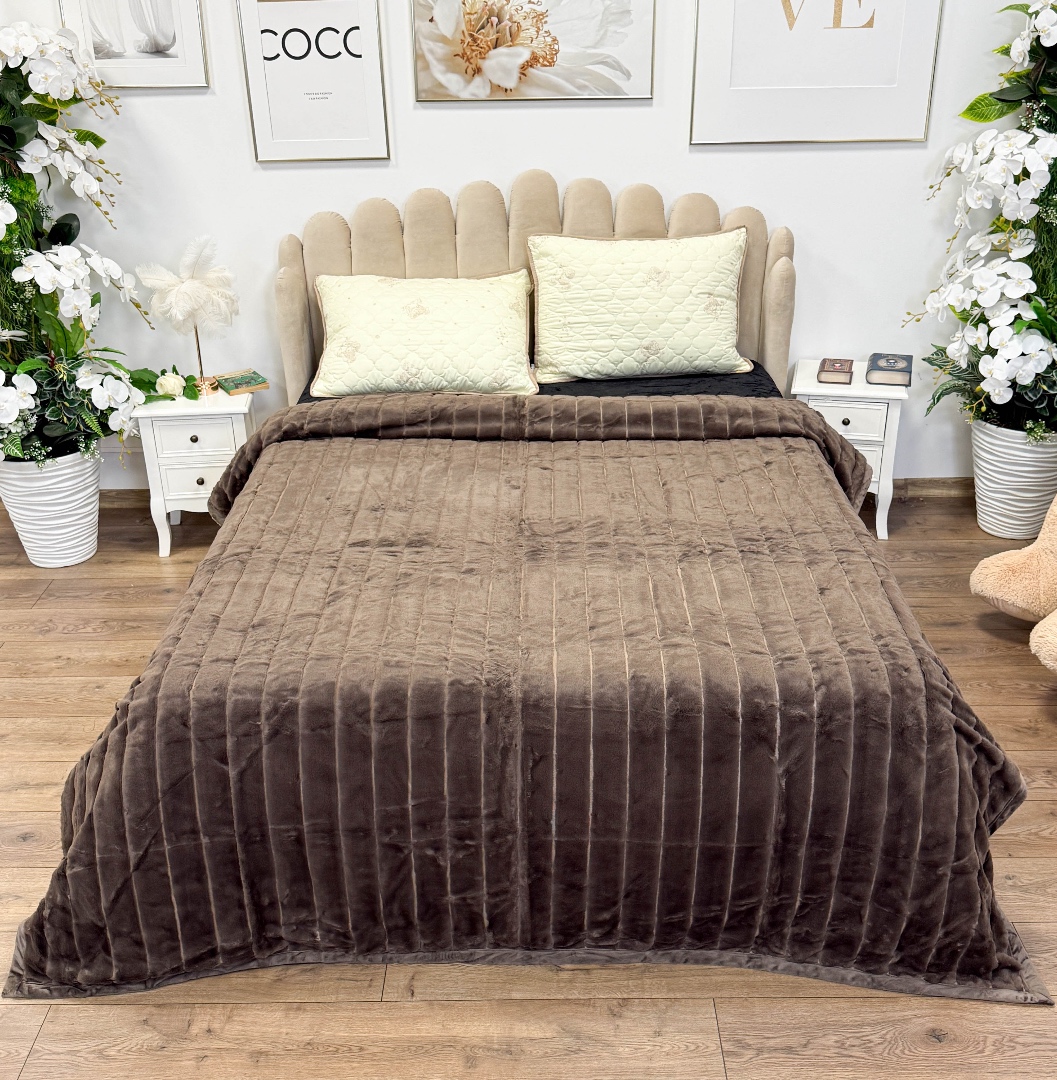 Patura Premium, Blanita Artificiala Fina, 200x230cm, Maro, Dungi