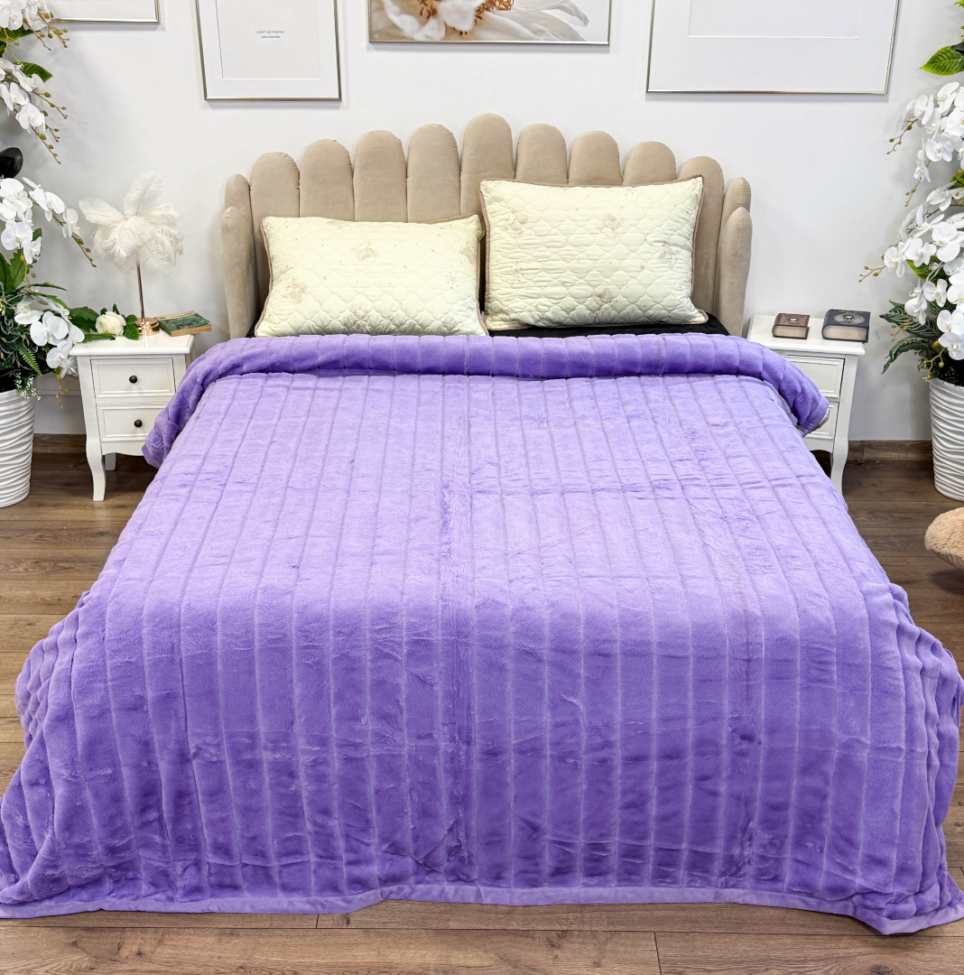 Patura Premium, Blanita Artificiala Fina, 200x230cm, Lila, Dungi