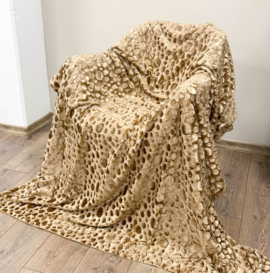 Patura Premium, Blanita Artificiala Fina, 150x210cm, Maroniu, Animal Print
