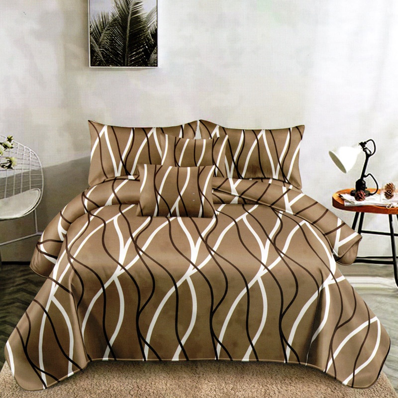 Lenjerie pat dublu, FINET Satinat, 6 piese, Bej, Linii