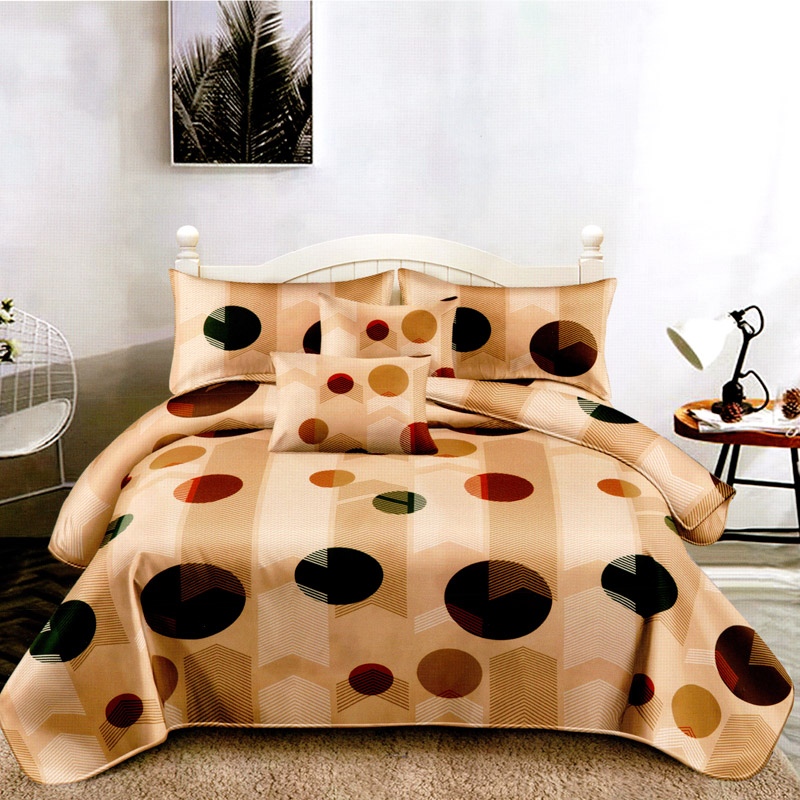 Lenjerie pat dublu, FINET Satinat, 6 piese, Bej, Buline