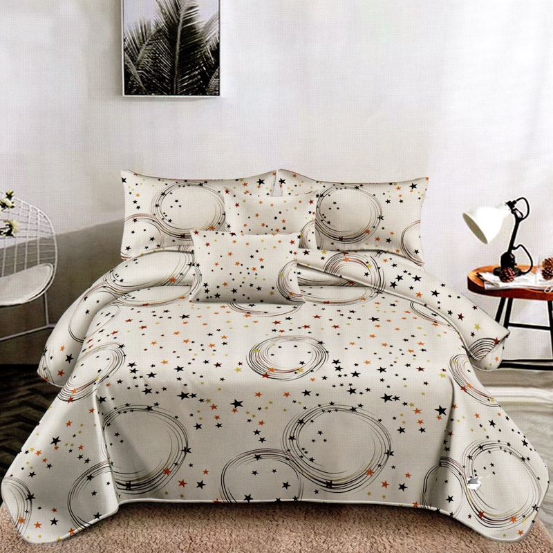 Lenjerie pat dublu, FINET Satinat, 6 piese, Gri, Cercuri