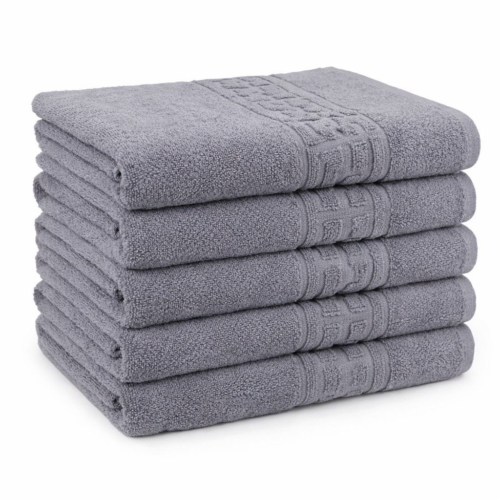 Set 5 prosoape medii 70x130cm, din 100% bumbac pakistanez,  500g, Gri