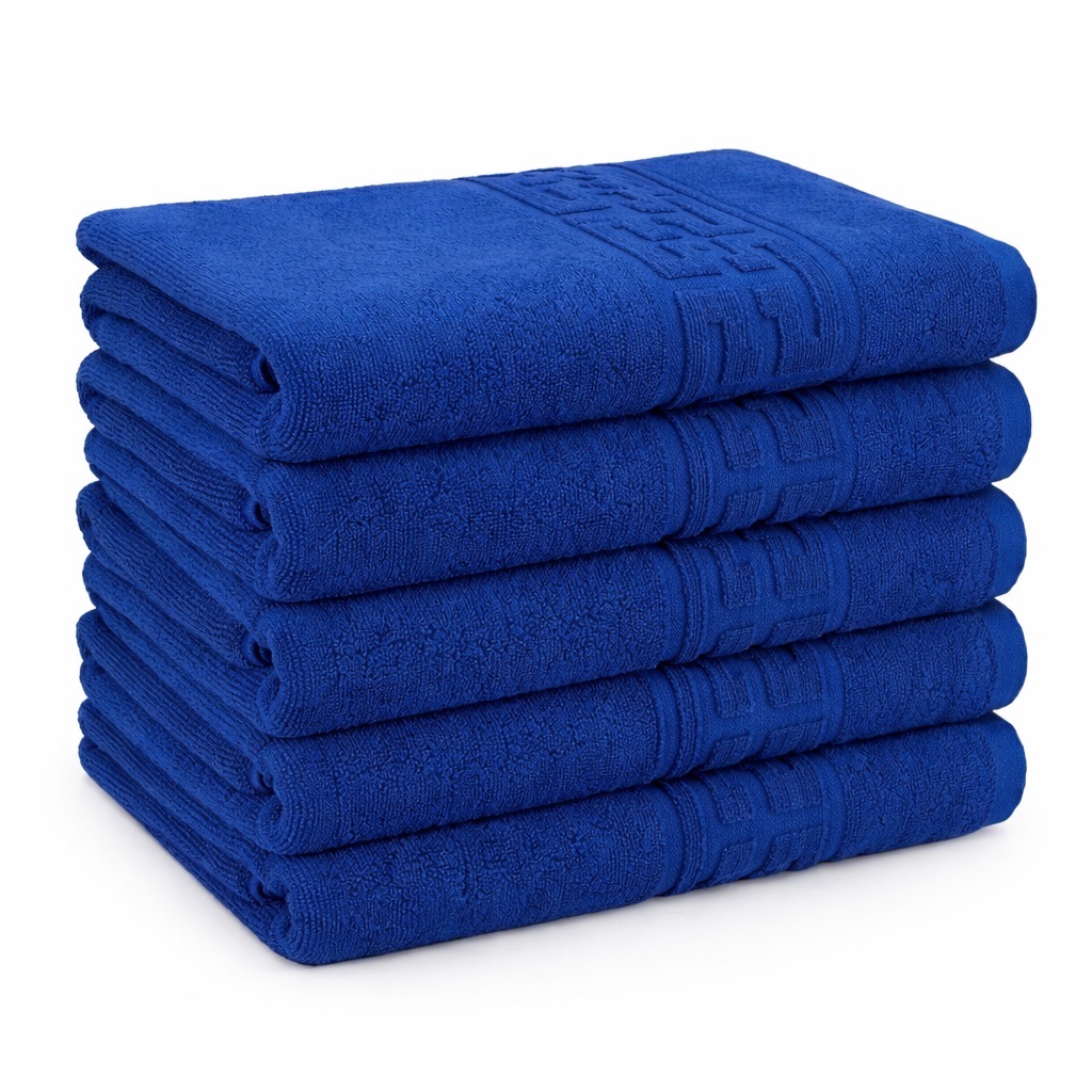 Set 5 prosoape medii 70x130cm, din 100% bumbac pakistanez,  500g, Albastru