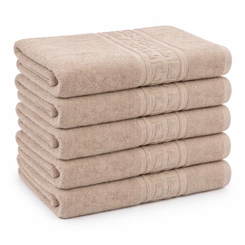 Set 5 prosoape medii 70x130cm, din 100% bumbac pakistanez,  500g, Bej