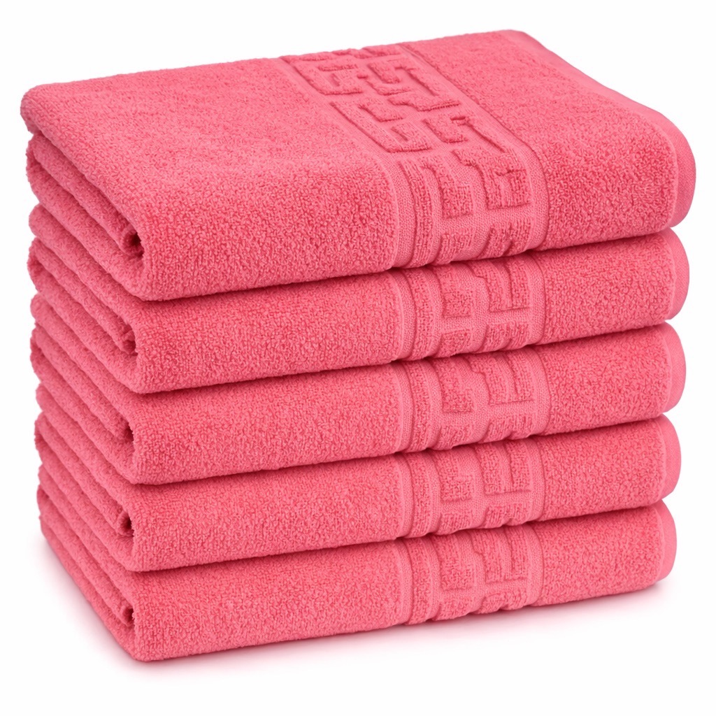 Set 5 prosoape medii 70x130cm, din 100% bumbac pakistanez,  500g, Corai