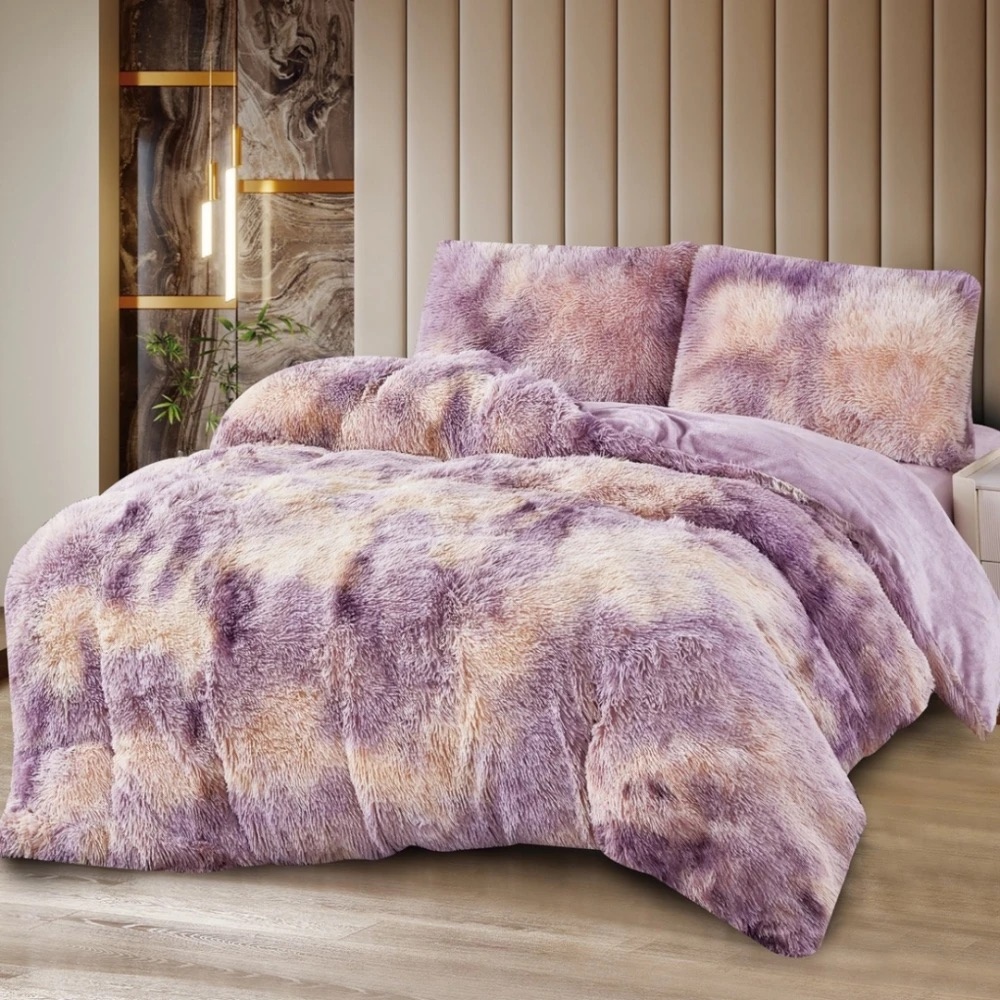 Lenjerie pat super pufoasa COCOLINO Fluffy 4 piese, Lila, degrade