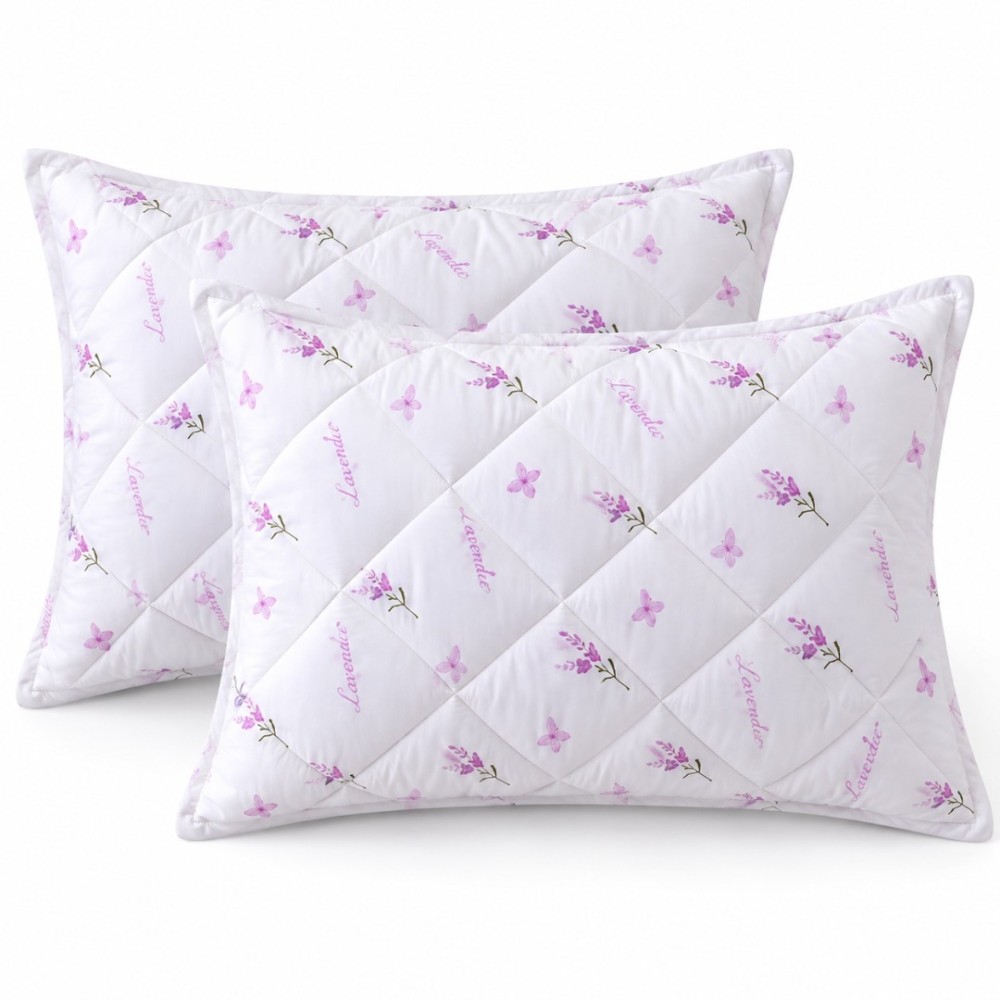 Set 2 perne NEW Lavanda matlasate, 50x70 cm Alb-Verde, Fabricata in Romania