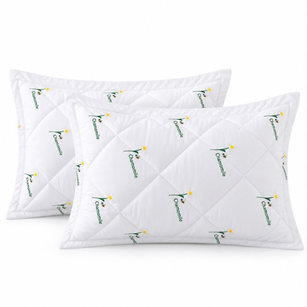 Set 2 perne Bliss Musetel matlasate, 50x70 cm Alb-Verde, Fabricata in Romania