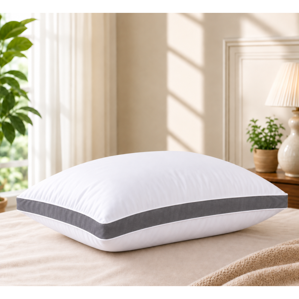 Perna Hotel Luxury dreptunghiulara 45x65cm cu 600gr puf siliconizat, alb gri