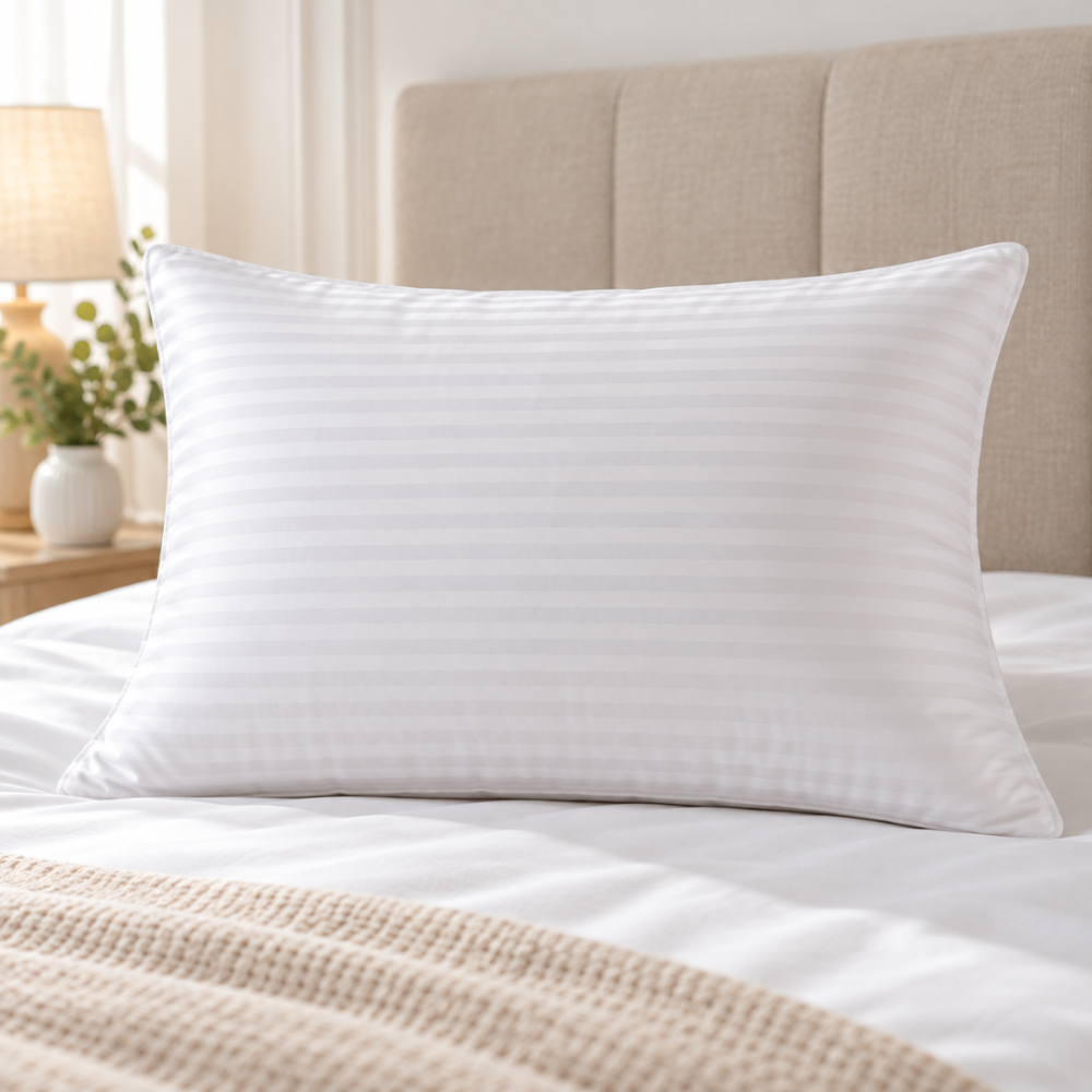 Perna Hotel Luxury tip Damasc, dreptunghiulara 50x70cm cu 900gr puf siliconizat, alb