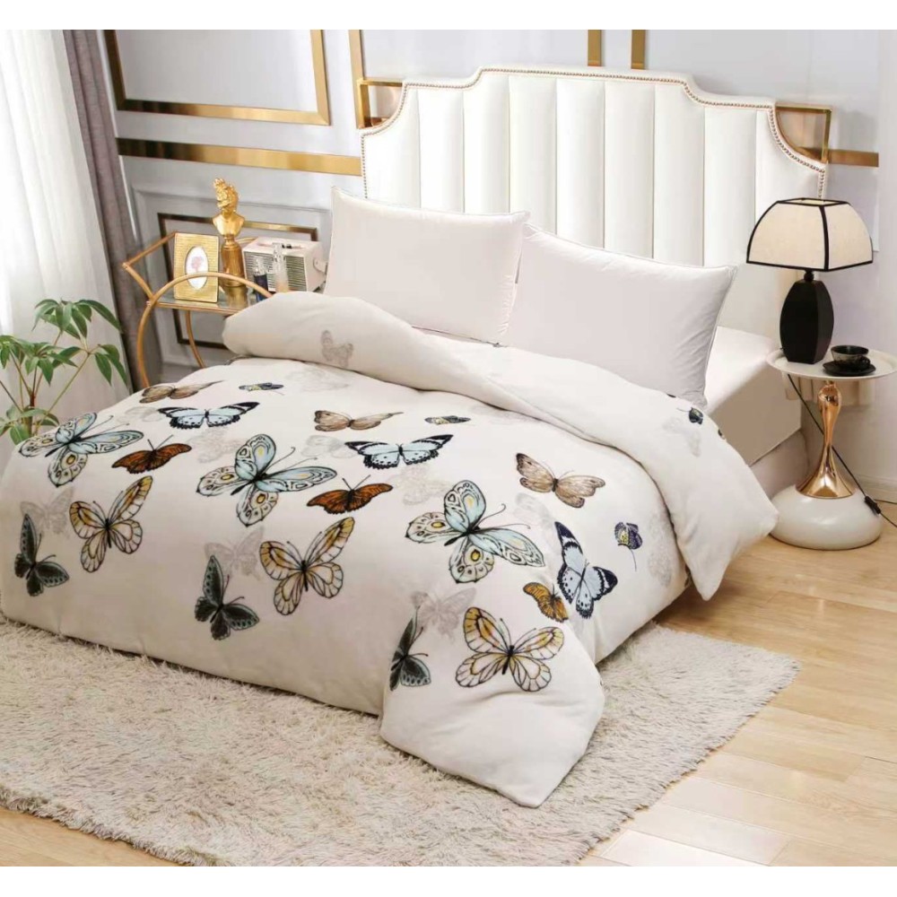 Patura pufoasa cocolino 200x230cm, 240g/mp, Crem, Fluturi