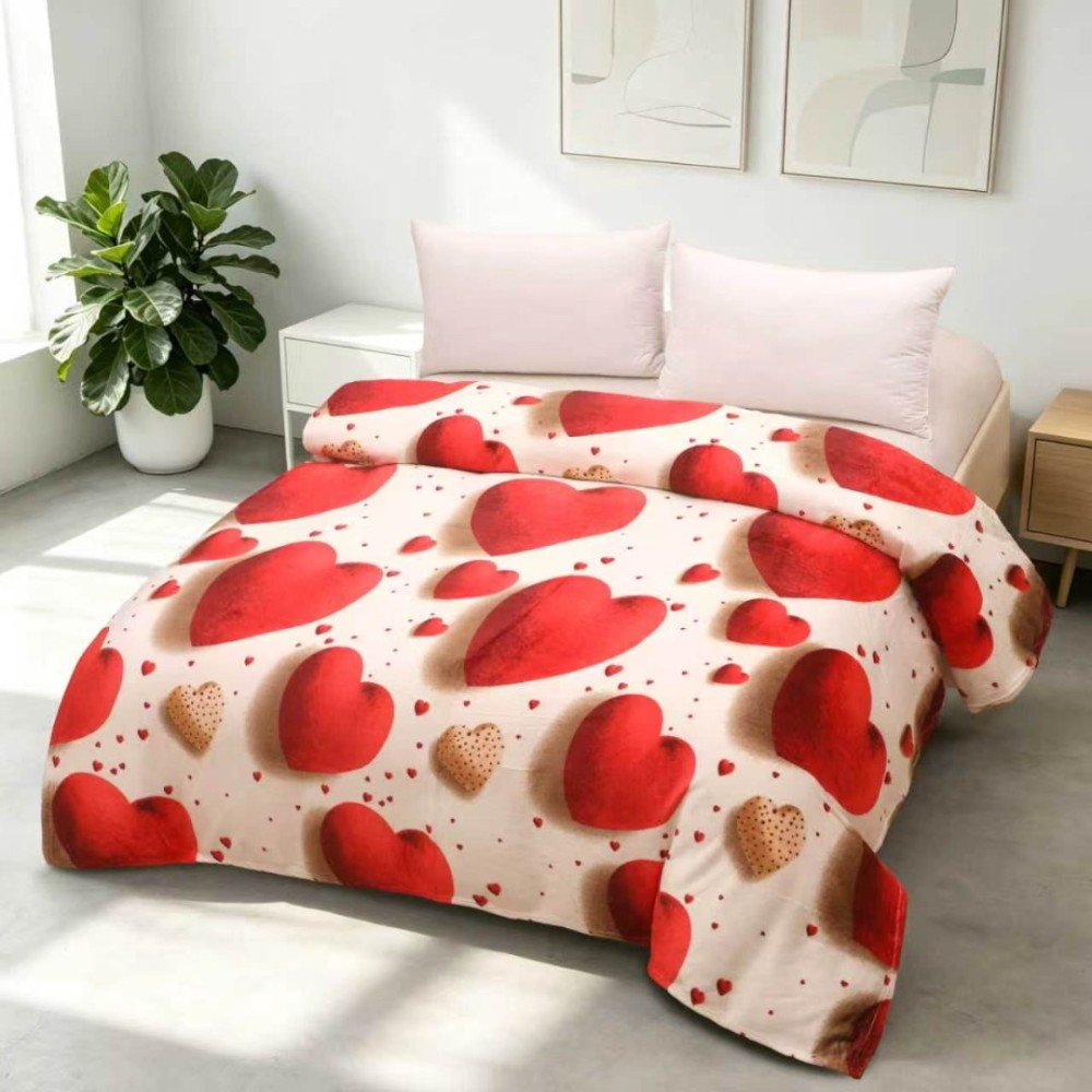 Patura pufoasa cocolino 200x230cm, 240g/mp, Crem, Inimioare