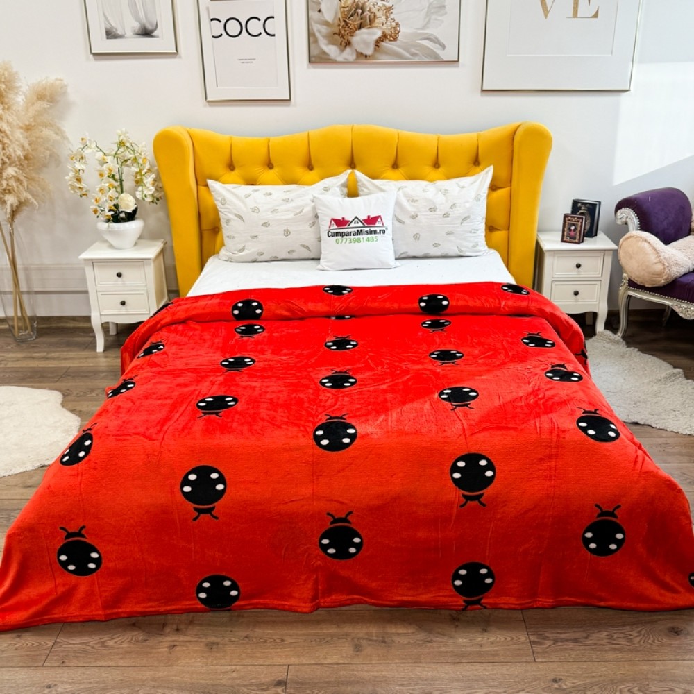 Patura pufoasa cocolino 200x230cm, 240g/mp, Rosu, Gargarite
