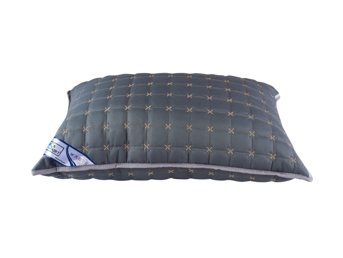 Perna matlasata brodata 70x70 cm, Gri antracit, Fabricata in Romania