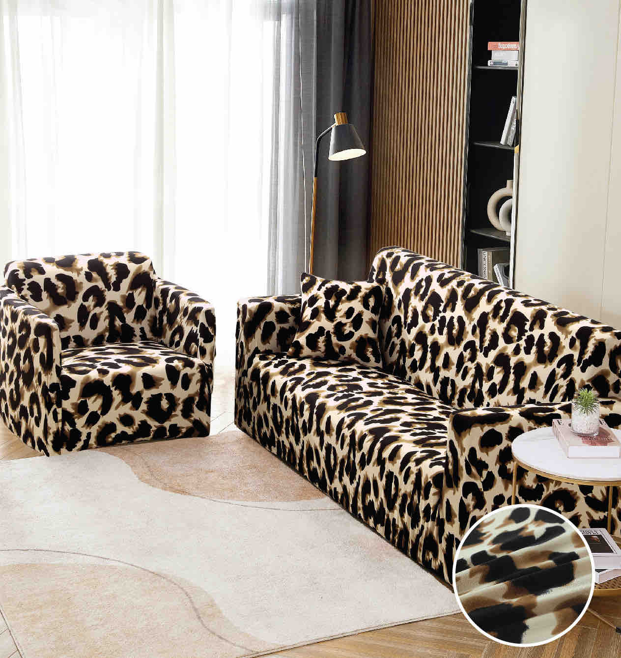 Husa Elastica Pentru Canapea 3 Locuri - L - Jojo Home, Maro, animal print