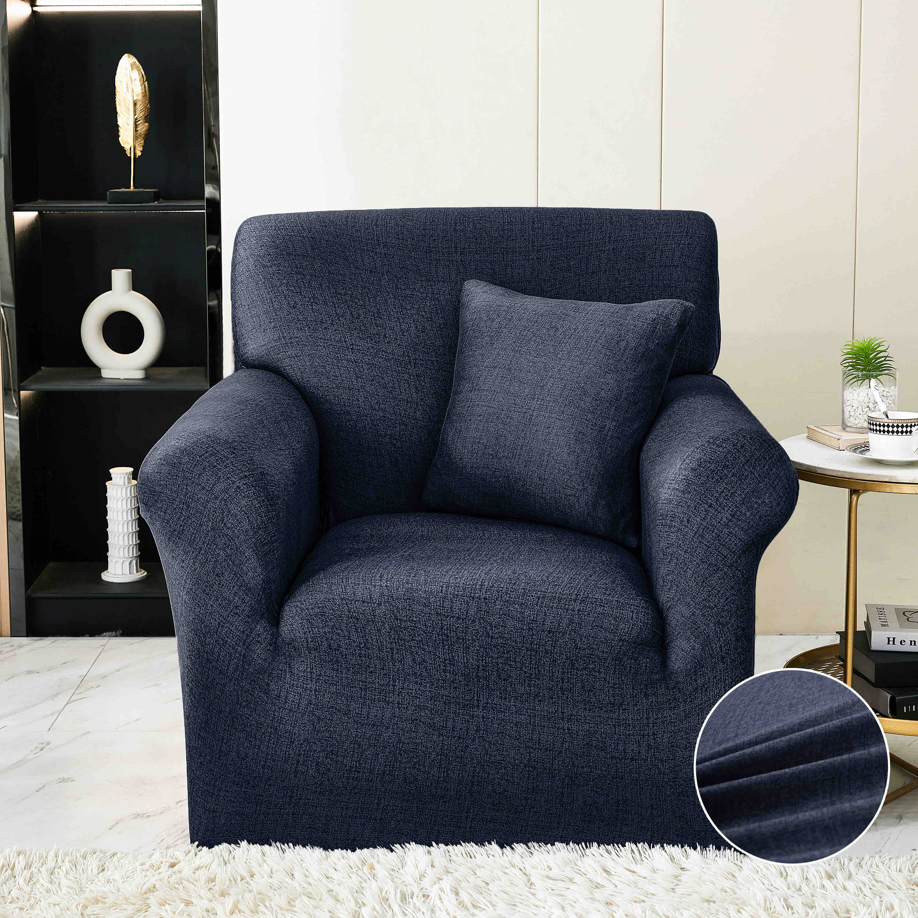 Husa Elastica Pentru fotoliu cu brate, Jojo Home, Bleumarin
