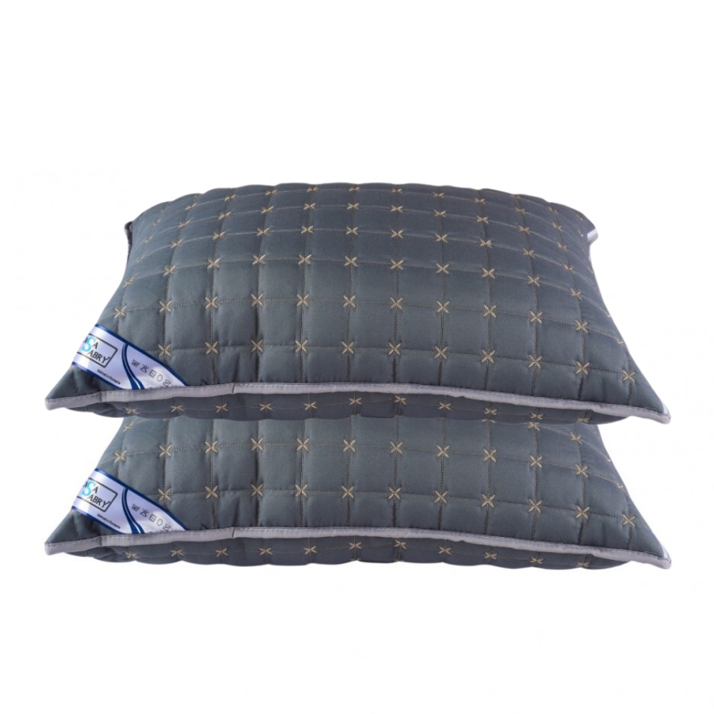 Set 2 perne matlasate brodate, dreptunghiulare 50x70 cm, Gri Antracit, Fabricate in Romania