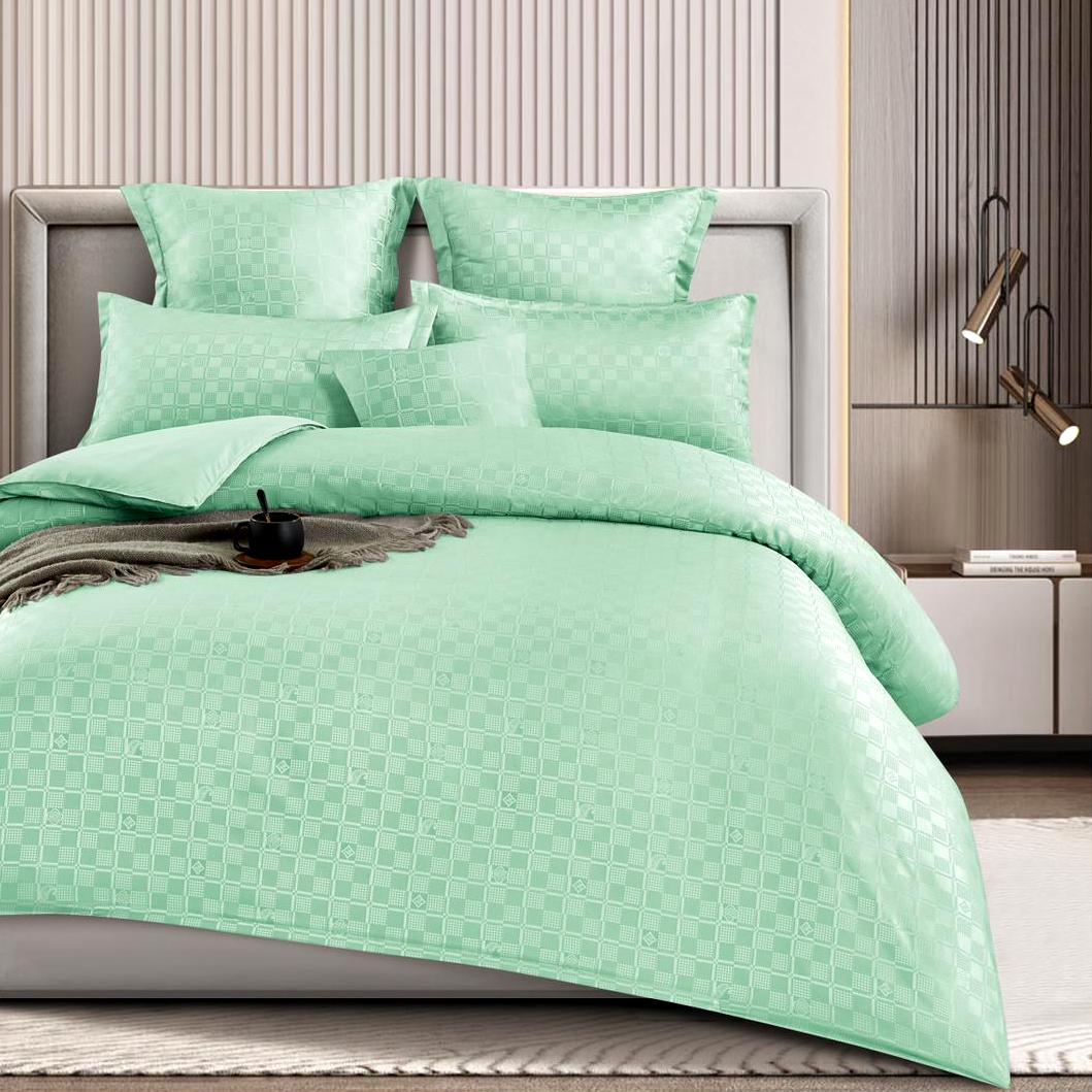 (OFERTA TRIO) Lenjerie pat dublu,  FINET cu ELASTIC, 6 piese, Aqua
