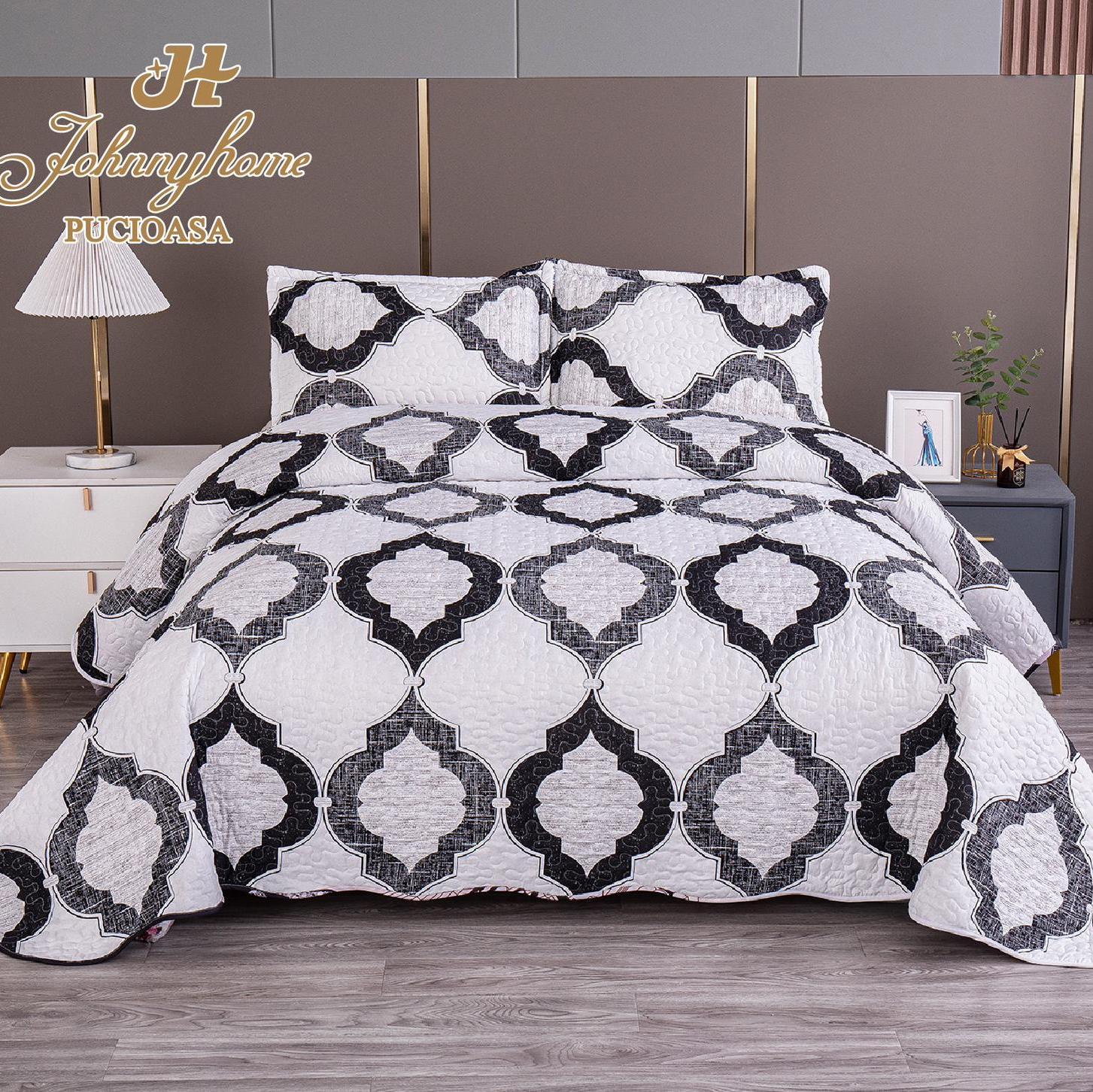 (OFERTA 3 la 199 Lei) Cuvertura pentru pat dublu cu 2 fete, matlasata,  Gri, model clasic