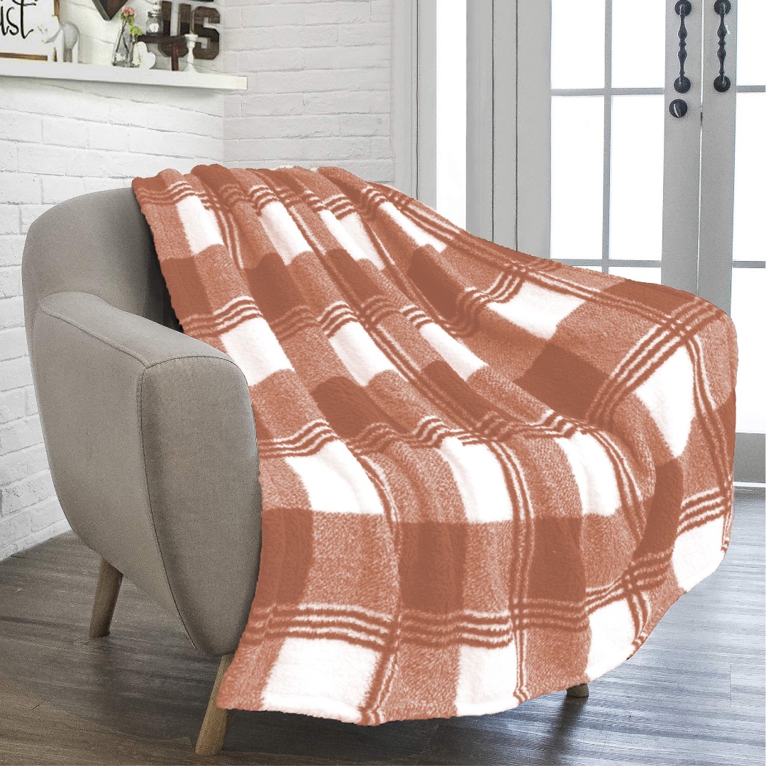Patura pufoasa cocolino, 200x230cm, 350gr, carouri, Alb-Maro