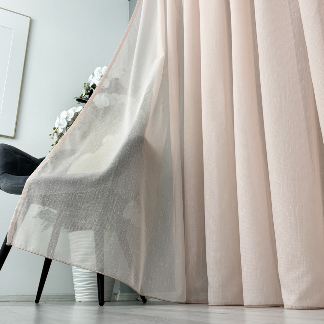 Perdea Cristal din IN plin, Roz uni, 400cm latime x 220cm inaltime, cu Tiv lat