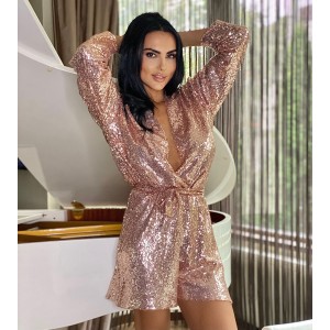 Salopeta Glitter din paiete roz