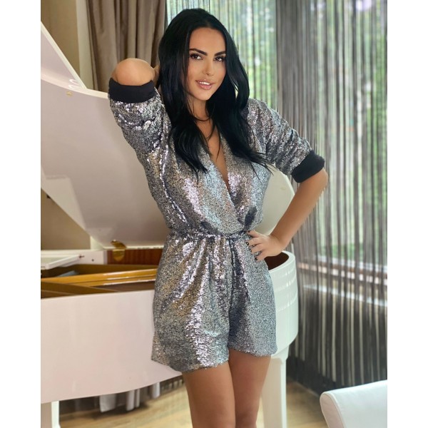Salopeta Glitter din paiete silver gun [1]