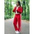 Trening din Catifea Rosu-Alb cu pantalon drept [2]