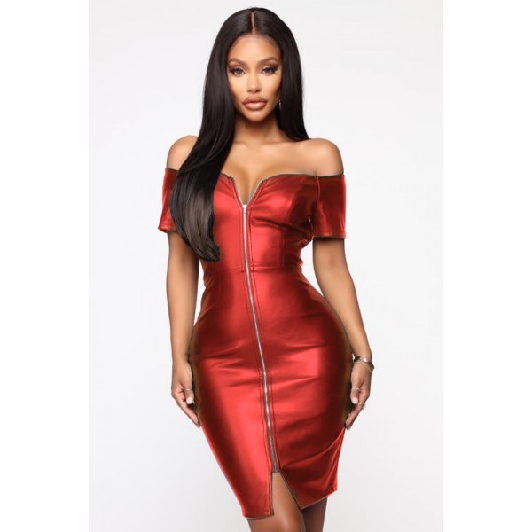 Rochie eVog din piele ecologica rosie [1]