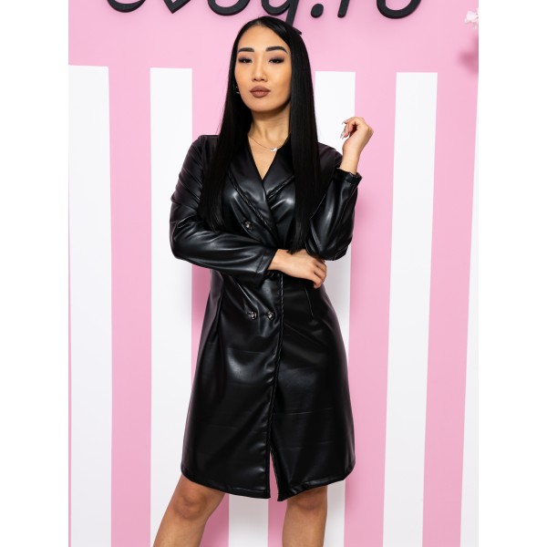 Rochie eVog tip sacou din piele ecologica neagra [1]