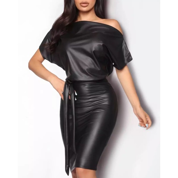 Rochie eVog din piele ecologica neagra [1]