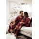 Set pijamale pentru cuplu din Satin X-Mass cu vipusca rosie