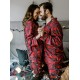 Set pijamale pentru cuplu din Satin X-Mass cu vipusca rosie