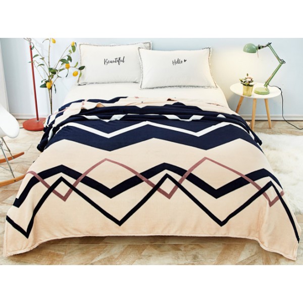 Patura pufoasa cocolino gofrata 200x230cm, 300gr/mp, Bleumarin-Crem, Zig-Zag [1]