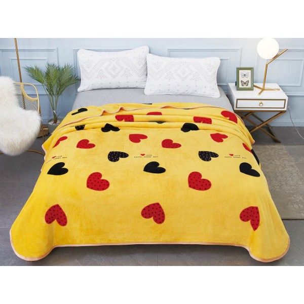 Patura pufoasa cocolino 200x230cm, 300gr/mp, Galben, Inimioare [1]