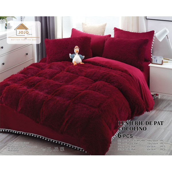 Lenjerie pat super pufoasa COCOLINO Fluffy cu ciucuri, 6 piese, VISINIU [1]