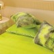 Lenjerie pat super pufoasa COCOLINO Fluffy cu ciucuri, 6 piese, Verde - Multicolor