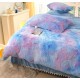 Lenjerie pat super pufoasa COCOLINO Fluffy cu ciucuri, 6 piese, Bleu - Multicolor