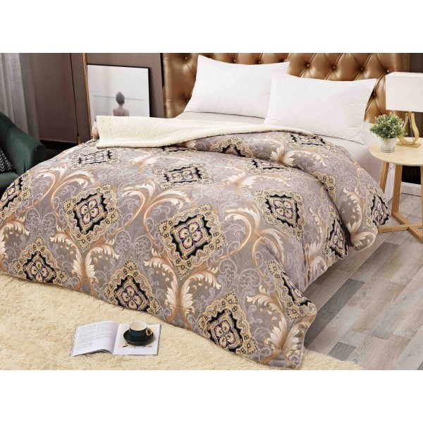 Patura CoCoLiNo cu blanita, 200x230cm, Jojo Home, Gri-Maro, model clasic [1]