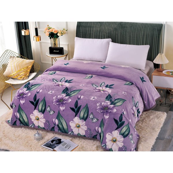 Patura CoCoLiNo, 200x230cm, Jojo Home, Lila-Mov, flori [1]