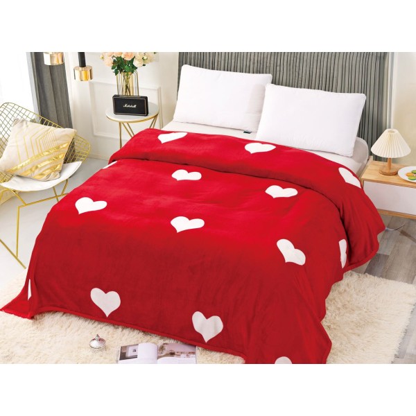 Patura CoCoLiNo, Jojo Home, 200x230cm, Rosu-Alb, inimioare [1]