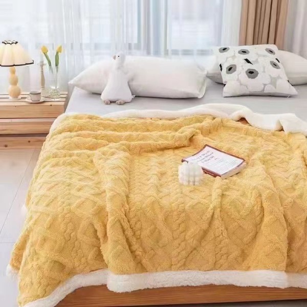 Patura CoCoLiNo tip Tricotaj cu blanita, 200x230cm, Jojo Home, Galben [1]
