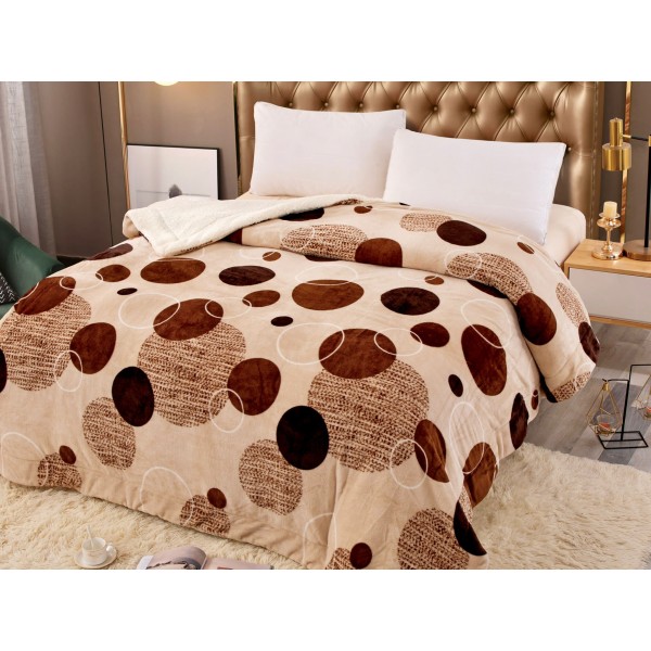 Patura CoCoLiNo cu blanita, 200x230cm, Jojo Home, Bej-Maro, buline [1]
