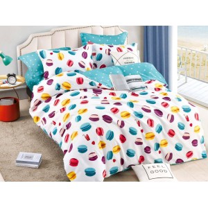 Lenjerie pat dublu,  FINET, 6 piese, cu ELASTIC, Jojo Home, Multicolor, macarons Lenjerie pat dublu,  FINET, 6 piese, cu ELASTIC, Jojo Home, Multicolor, macarons